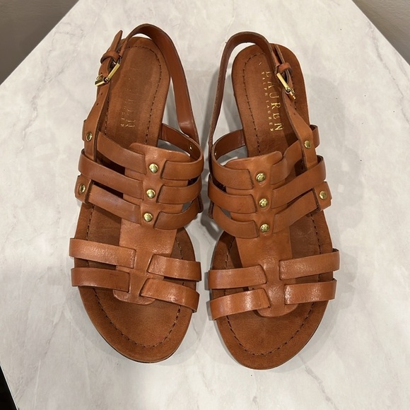 Ralph Lauren Brown Leather Wedges - Picture 2 of 3